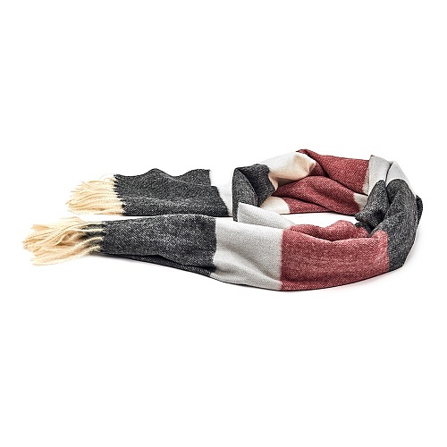 Платок Victoria шарф полоска сер/борд кашем - Платки - Victoria -  Всесезонные -  Бордовый - 650 руб.