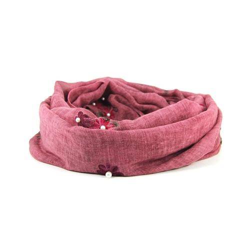 Платок Victoria шарф цветы/жемч.борд - Платки - Victoria -  Всесезонные -  Бордовый - 490 руб.