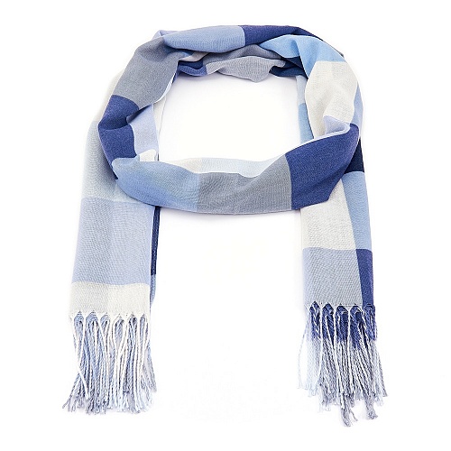 Платок Victoria шарф клетка син - Платки - Victoria -  Всесезонные -  Синий - 590 руб.